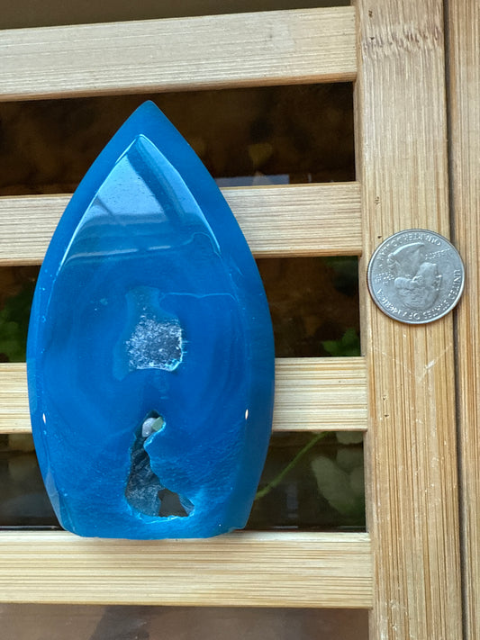 Dyed blue agate teardrop